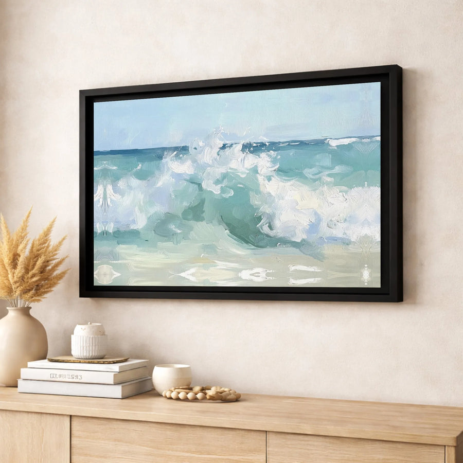 Ocean Wave Canvas Wall Art | Abstract Seascape Painting | Premium Gallery Wrap Print | Coastal Home Decor Gift for Beach Lovers