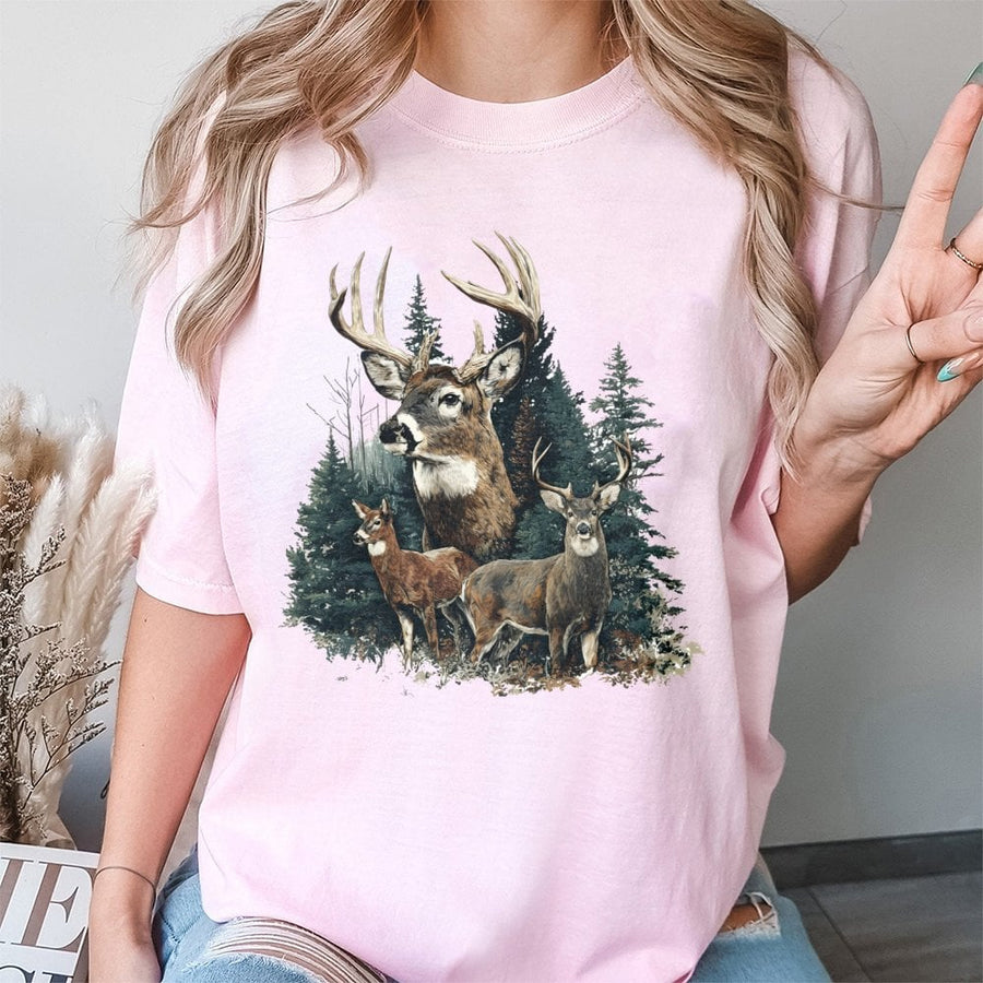 Deer Hunting T-Shirt | Vintage Wildlife Forest Graphic Print | 100% Premium Cotton | Nature Lover & Outdoorsman Gift
