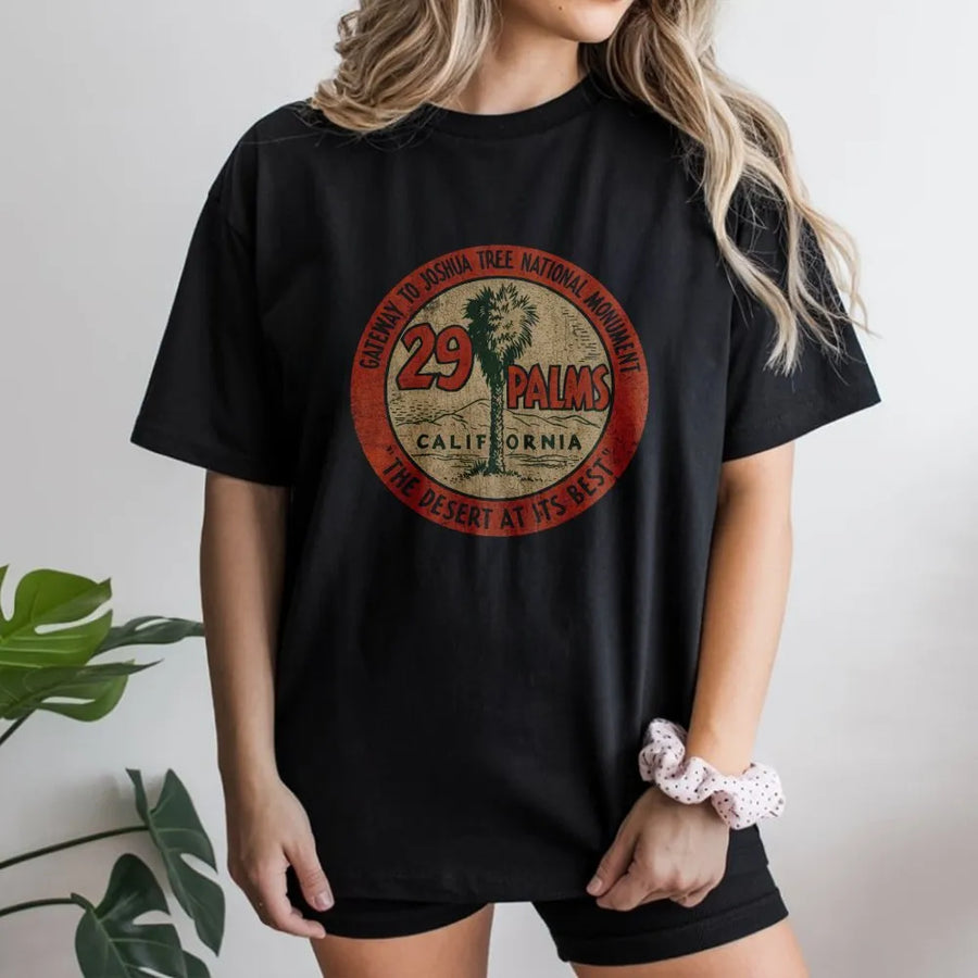 29 Palms California T-Shirt | Retro Military Base & Joshua Tree Park Graphic | Soft Cotton Souvenir Tee | Gift for Marines & Veterans