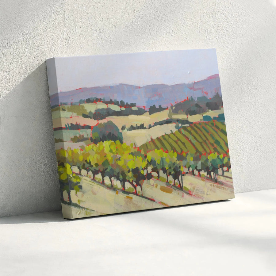 Napa Valley Canvas Wall Art | Abstract Vineyard Landscape Painting | Premium 1.25" Thick Gallery Wrapped Canvas | Unique Wine Lover Gift