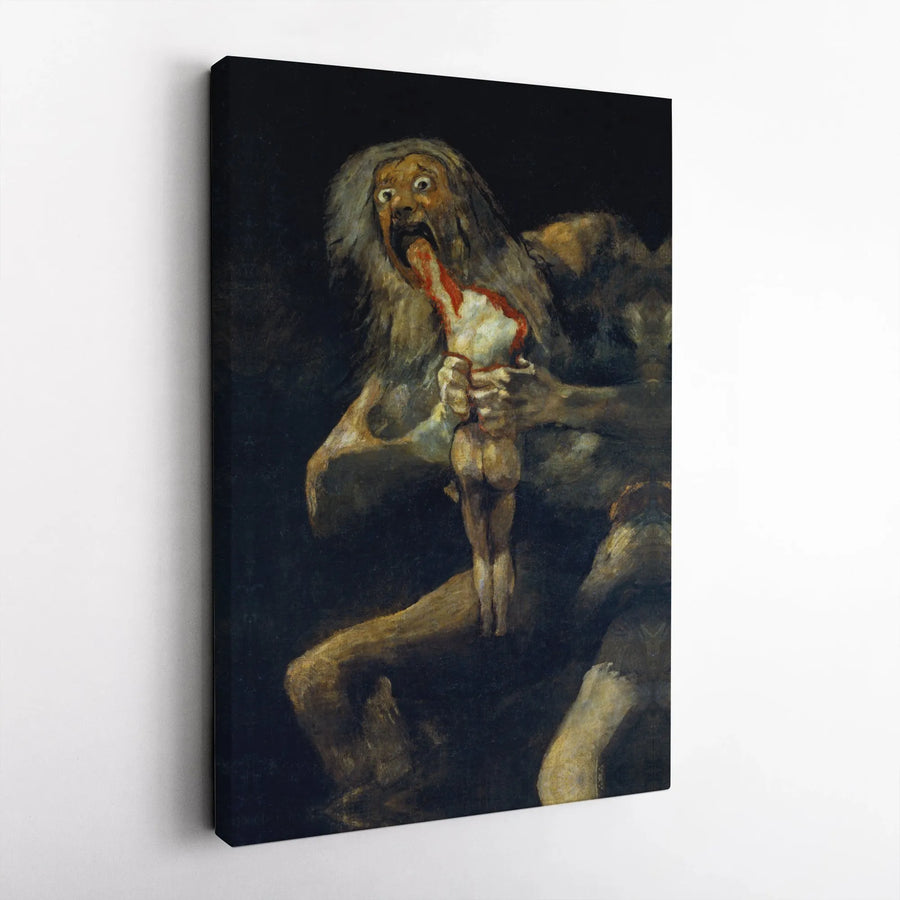 Saturn Devouring His Son Canvas Print | Francisco Goya Masterpiece Reproduction | Premium Gallery Wrap Wall Art | Dark Academia Home Decor Gift