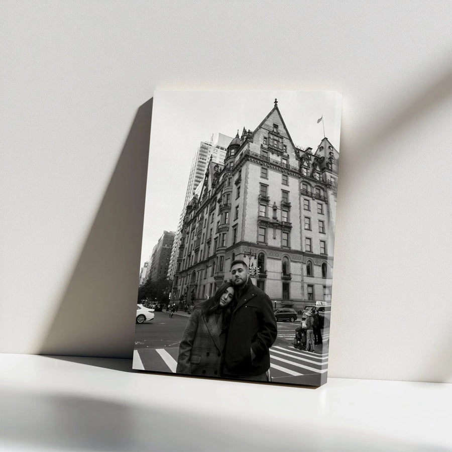 New York City Couple Canvas Print | Black and White Urban Street Photography | 1.25” Gallery Wrap | Romantic Gift for Couples Home Decor