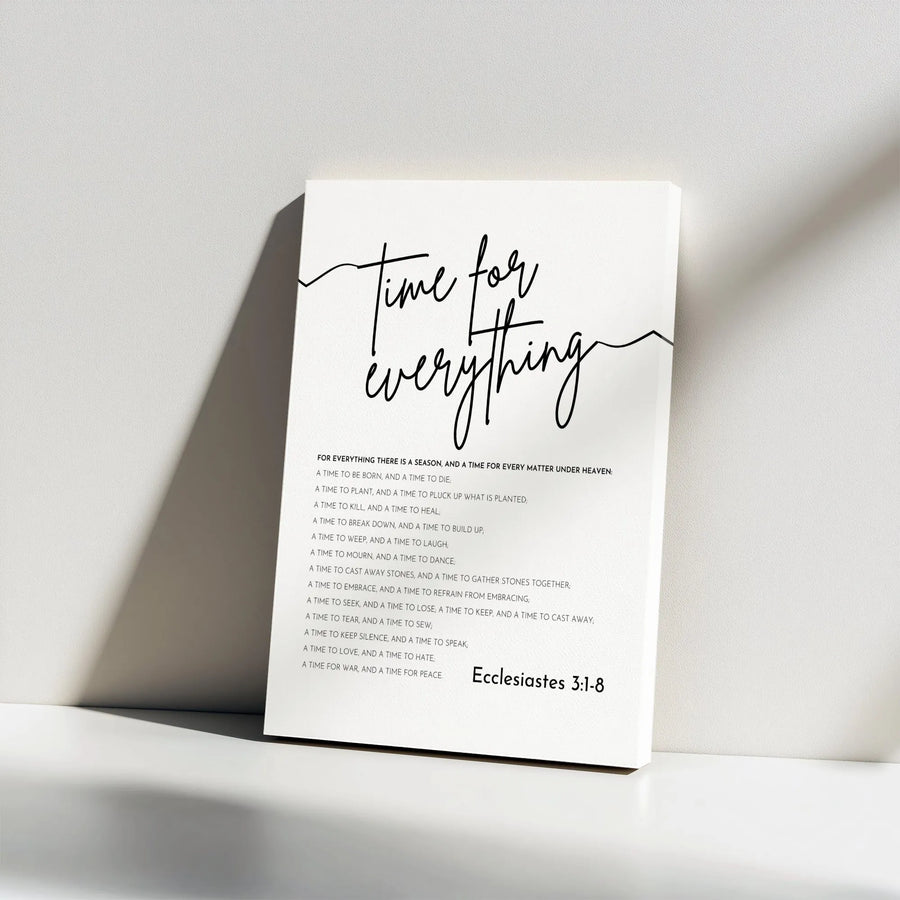 Ecclesiastes 3:1-8 Bible Verse Canvas | Time For Everything Scripture Wall Art | Premium Gallery Wrap Decor | Inspirational Christian Home Gift