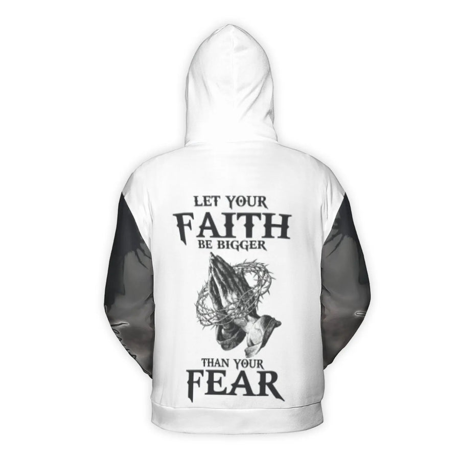 Jesus Lion Cross 3D Hoodie | Let Your Faith Be Bigger Than Your Fear | Premium Brushed Fleece Graphic Pullover | Religious Christian Gift for Men & Women