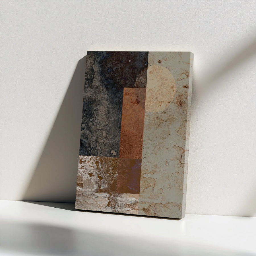 Rustic Abstract Vertical Canvas | Wabi Sabi Geometric Block Art | Premium Thick Gallery Wrap | Modern Farmhouse & Industrial Home Decor Gift