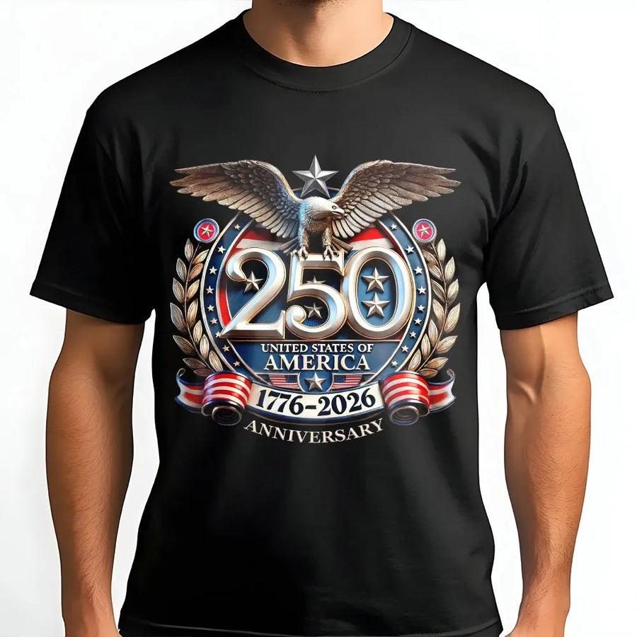 USA 250th Anniversary T-Shirt | 1776-2026 Patriotic Eagle Graphic | 100% Cotton Premium Apparel | Independence Day Gift for Americans
