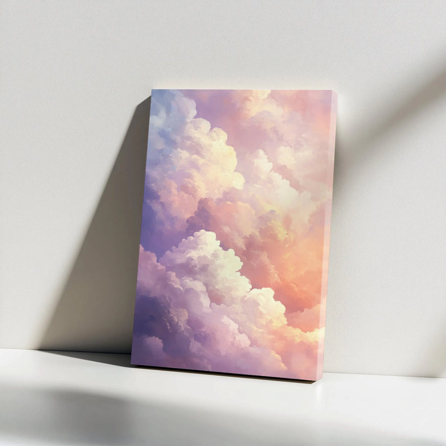 Abstract Cloud Canvas Wall Art | Dreamy Pastel Sunset Sky Painting | Premium Gallery Wrapped Print | Modern Minimalist Decor Gift for Bedroom