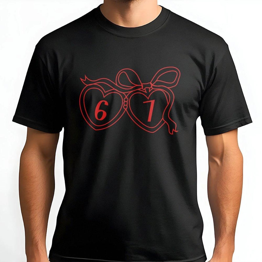 6 7 Heart T-Shirt | Matching Couple Number Graphic | Premium Soft Cotton Tee | Funny Gift for Couples and Best Friends