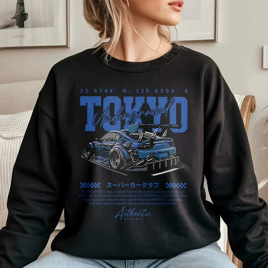 Tokyo Underground JDM Sweatshirt | Japanese Drift Car Graphic | Premium Cotton Blend | Streetwear Gift for Car Enthusiasts and Tuner Fans
