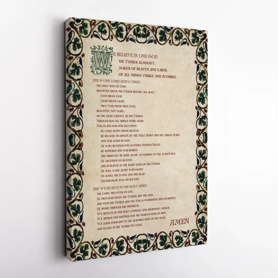 Nicene Creed Wall Art | Illuminated Manuscript Style Religious Canvas Print | Premium Fade-Resistant Gallery Wrap | Christian Home Decor Gift
