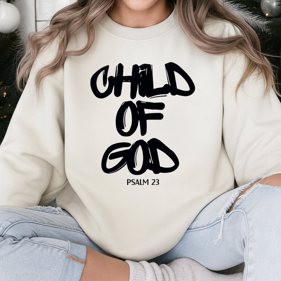 Child Of God Sweatshirt | Faith Based Christian Scripture Graphic | Soft Cotton Blend Unisex Pullover | Premium Religious Gift For Believers