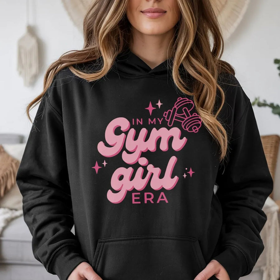 In My Gym Girl Era Hoodie | Cute Workout Aesthetic Graphic Sweatshirt | Premium Cotton Blend Pullover | Fitness Lover Gift For Women
