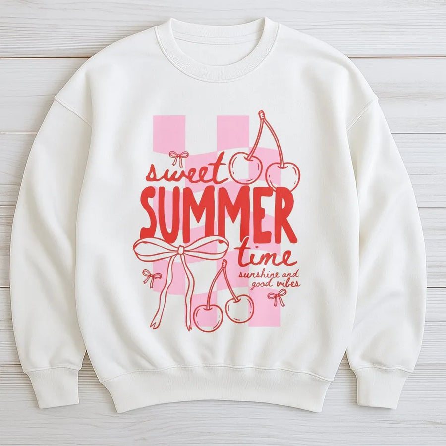 Coquette Cherry Sweatshirt | Sweet Summer Time Graphic Print | Premium Soft Blend | Aesthetic Vacation Gift for Her