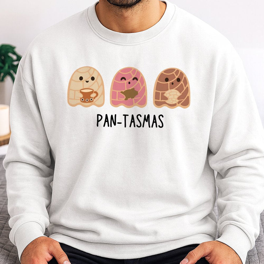Pantasmas Ghost Pan Dulce Sweatshirt | Cute Mexican Concha Pastry Graphic | Premium Cotton Blend | Funny Latina Halloween Gift for Her