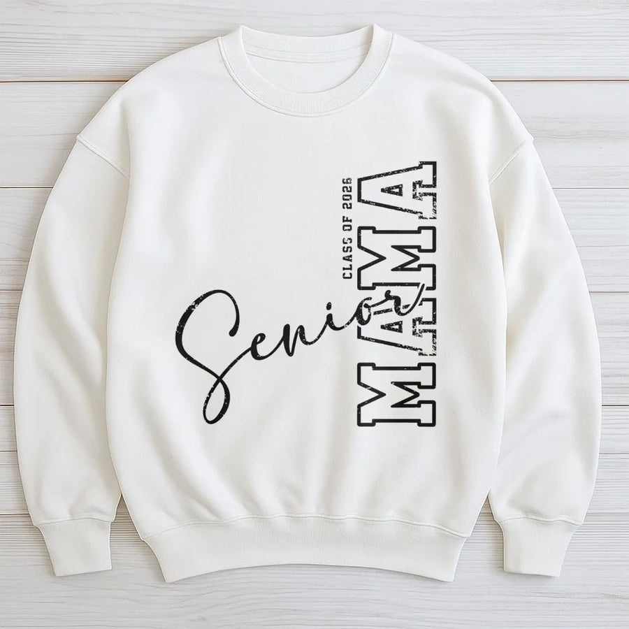 Senior Mama Sweatshirt Class Of 2026 | Distressed Graduation Typography | Soft Cotton Blend Fleece | Premium Gift for Proud High School Mom