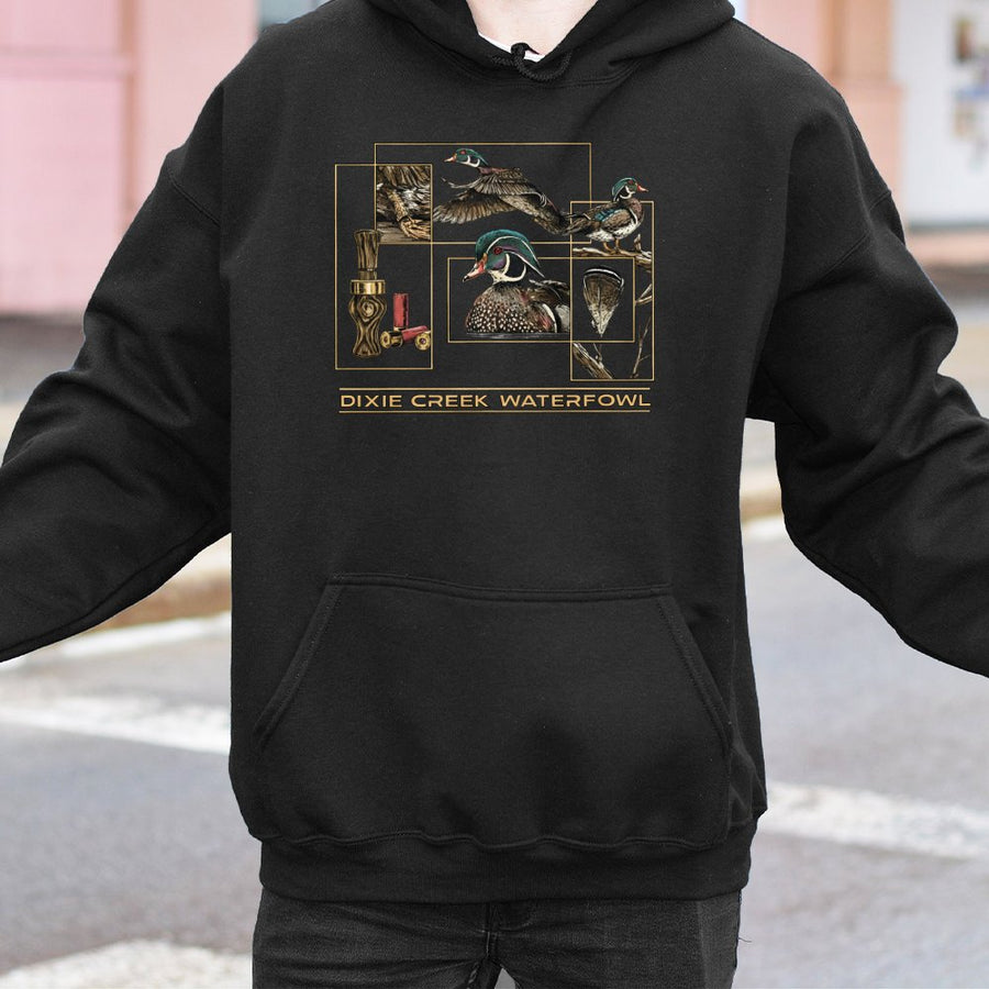 Dixie Creek Waterfowl Hoodie | Wood Duck Hunting Graphic | Premium Cotton Blend | Gift For Hunters and Outdoorsmen