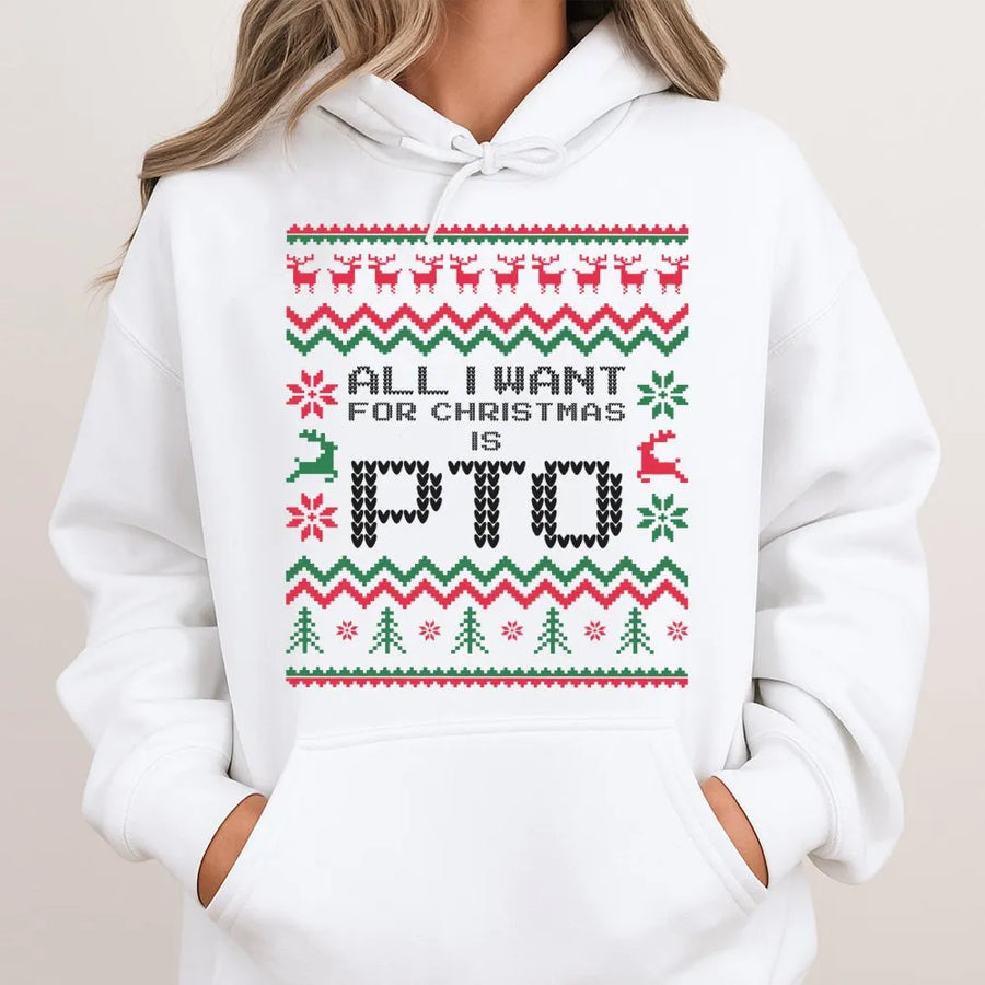 PTO Christmas Hoodie | Funny Office Work Humor Sweatshirt | Premium Cotton Blend | Gift for Coworkers & Employees