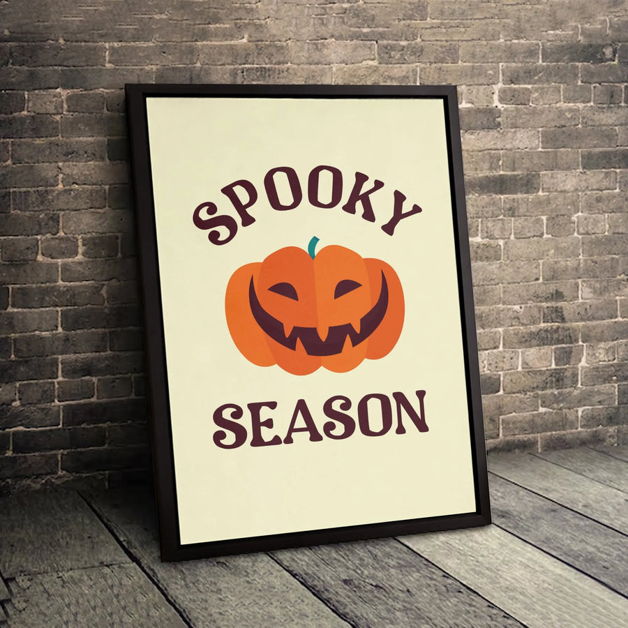 Spooky Season Wall Art | Jack-O'-Lantern Pumpkin Canvas Print | Premium Gallery Wrapped Decor | Modern Halloween Home Gift