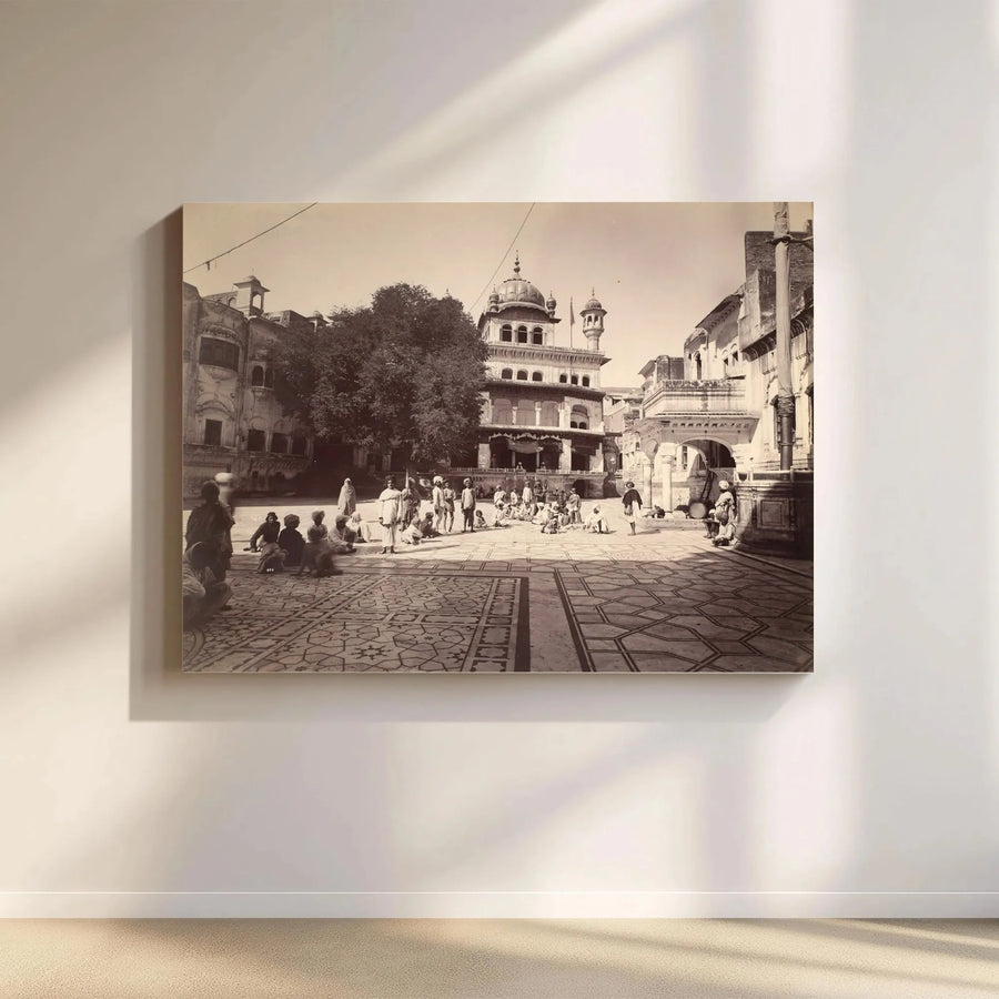 Akal Takht Golden Temple Print | Vintage 1880s Amritsar Photography | Premium Gallery Canvas | Sikh Heritage Home Decor Gift
