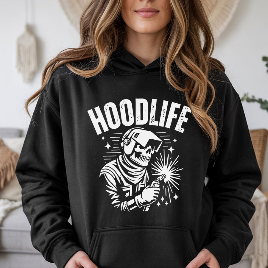 Welder Hoodie | Skeleton Welding Art Graphic | Premium Cotton Blend | Gift For Metalworker And Welder Apparel