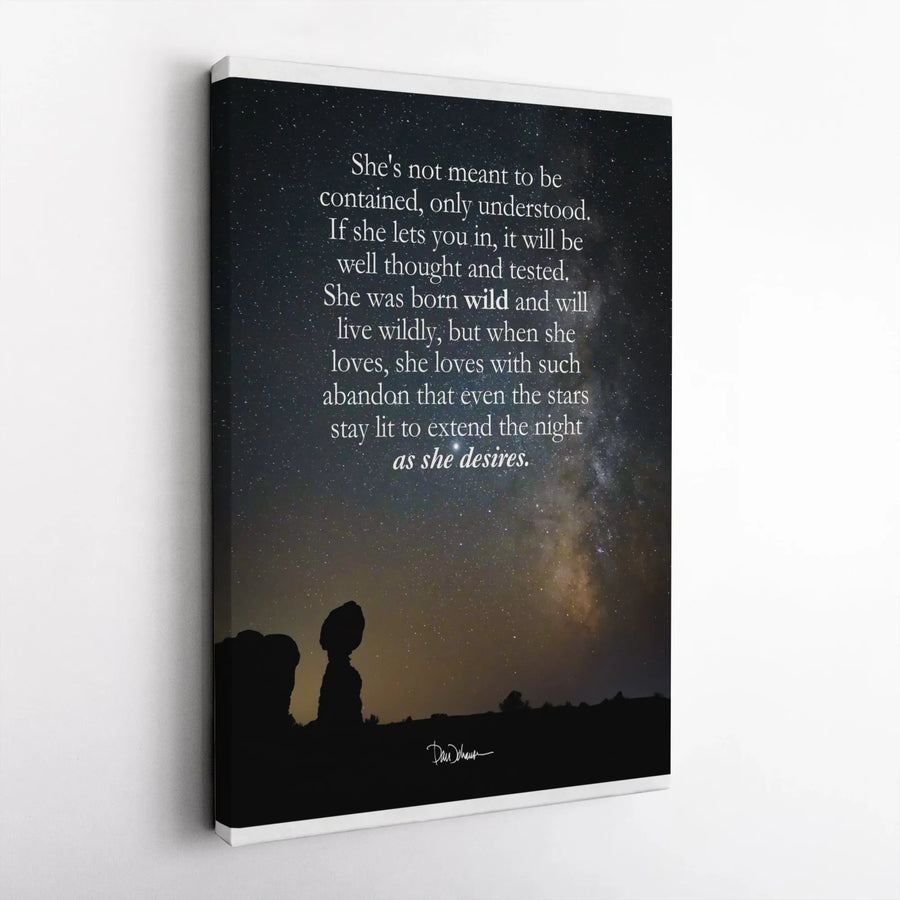 She’s Not Meant To Be Contained Quote Canvas | Starry Night Sky Wall Art | Premium Fade-Resistant Print | Empowering Gift For Women
