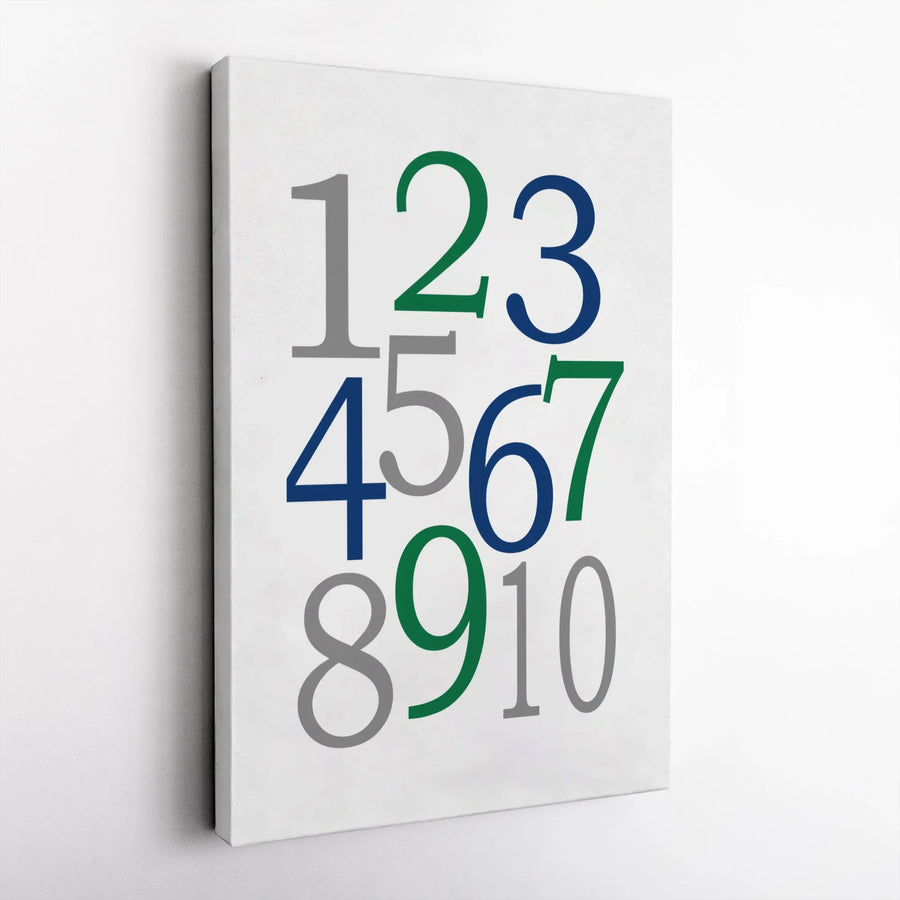 Numbers Wall Art Canvas | Educational Nursery Decor | Premium Gallery Wrapped Print | Modern Minimalist Kids Room Wall Decor