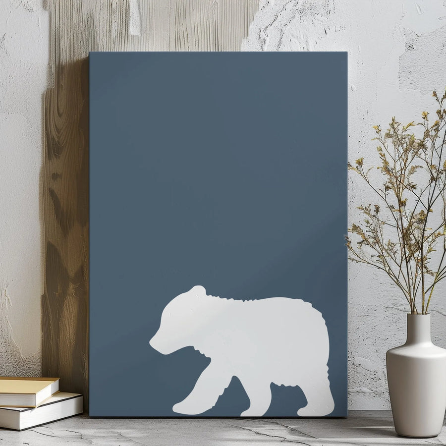 Minimalist Bear Silhouette Wall Art | Nordic Nursery Decor | Gallery Wrapped Canvas Print | Nature Inspired Modern Home Gift