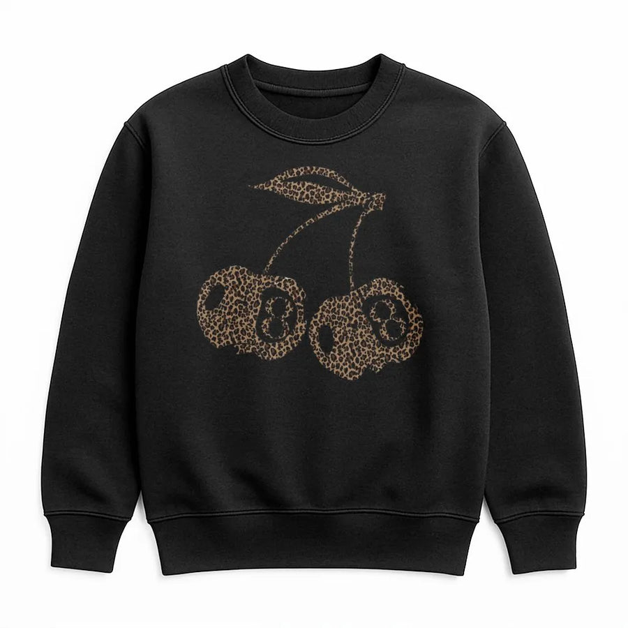 Leopard 8 Ball Cherry Sweatshirt | Trendy Retro Graphic Print | Cotton Polyester Blend | Unisex Gift for Streetwear Lovers