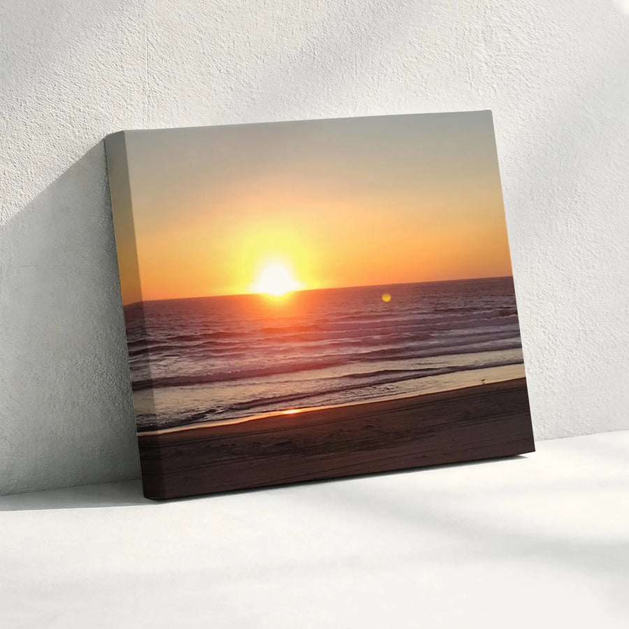 Coastal Ocean Sunset Canvas Print | Gold Beach Horizon Wall Art | 1.25-Inch Gallery Wrap | Premium Decor For Modern Living Room