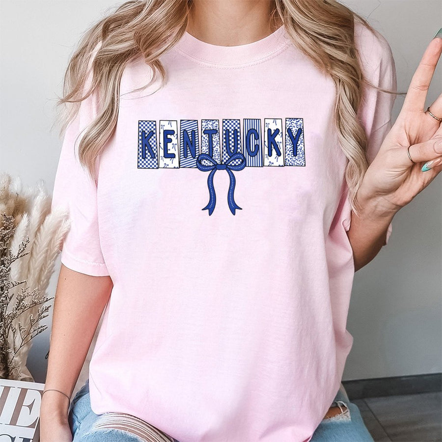 Kentucky Coquette T-Shirt | Blue Bow Leopard Print Design | Premium 100% Cotton Tee | Trendy State Pride Gift for Her