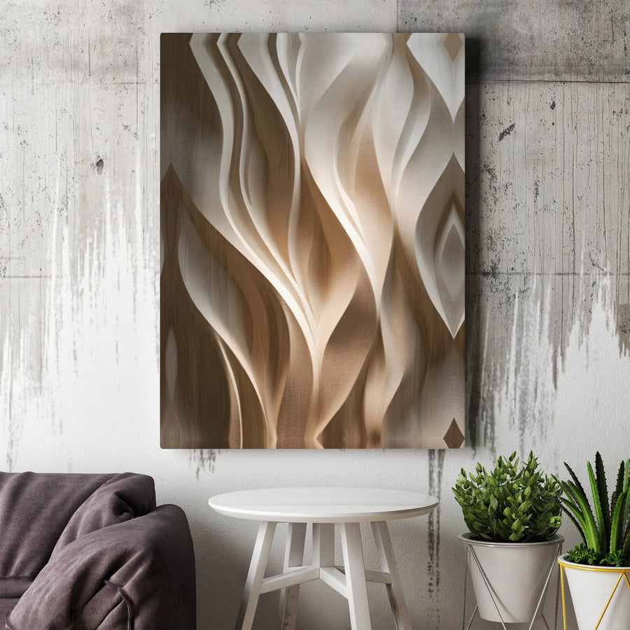 Abstract Wavy Line Canvas Wall Art | Neutral Wood Grain Texture Print | 1.25 Inch Premium Gallery Wrap | Modern Minimalist Home Office Decor