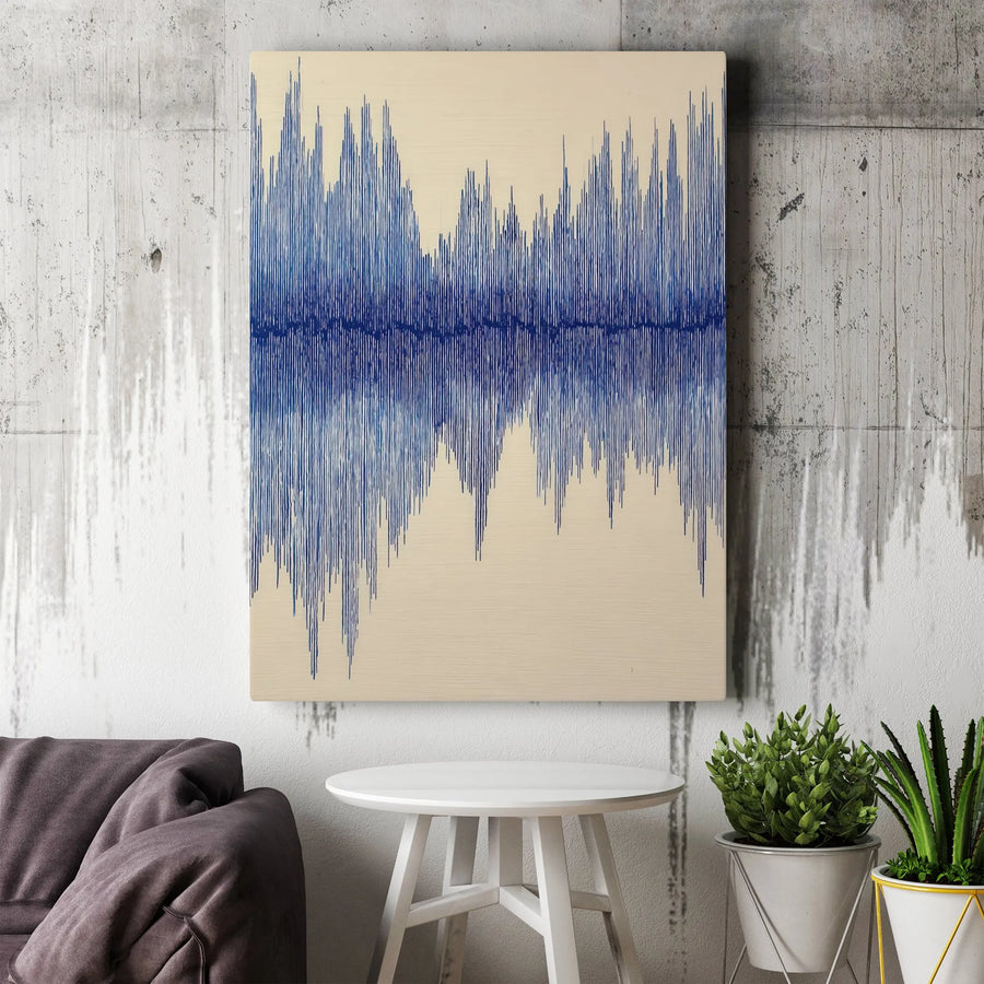 Abstract Soundwave Canvas Wall Art | Blue Waveform Graphic Print | Premium 1.25-Inch Gallery Wrap | Modern Home Office Decor Gift