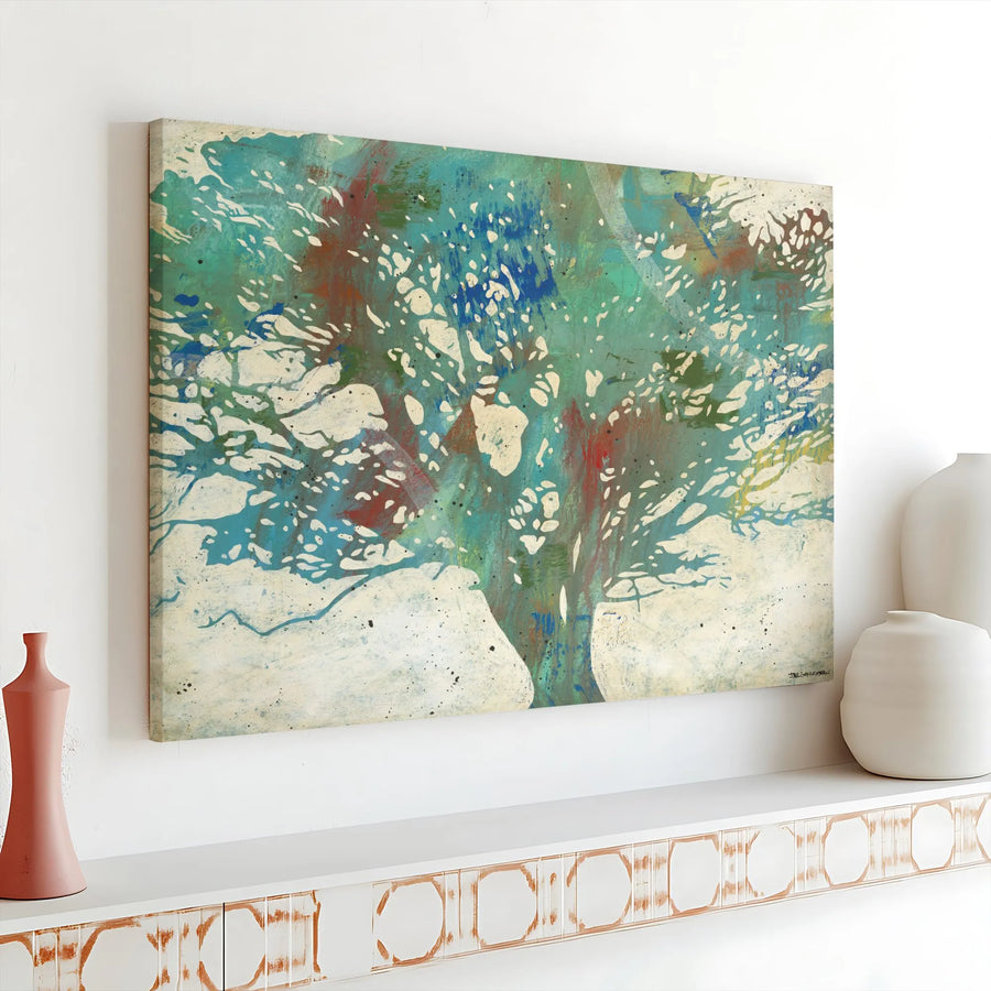 Abstract Tree Canvas Wall Art | Modern Colorful Paint Splatter Artwork | Premium Thick Gallery Wrap | Living Room & Office Decor Gift