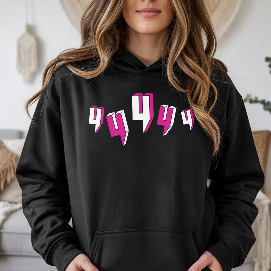 444 Angel Number Hoodie | Aesthetic Pink Lightning Bolt Graphic | Premium Cotton Blend Streetwear | Spiritual Manifestation Gift for Women