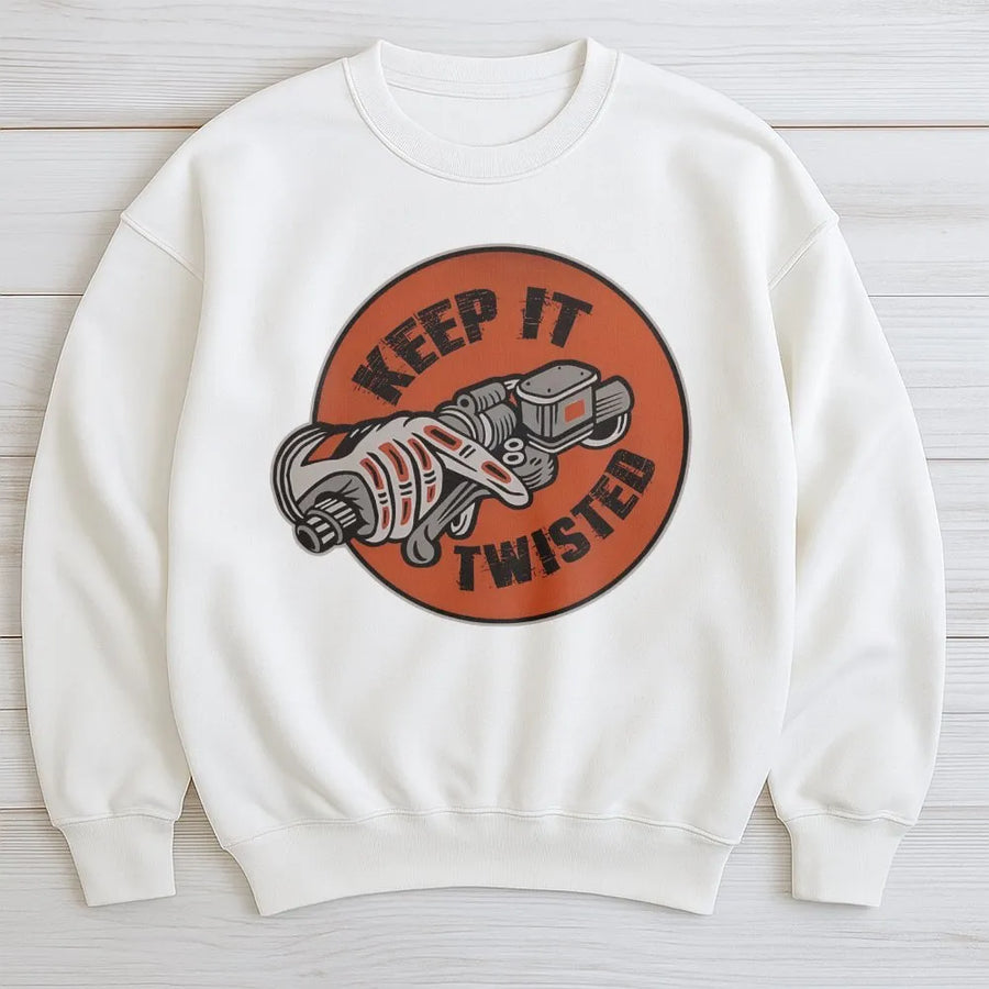 Keep It Twisted Sweatshirt | Vintage Motorcycle Throttle Graphic | Premium Cotton Blend | Biker Gift For Men And Women