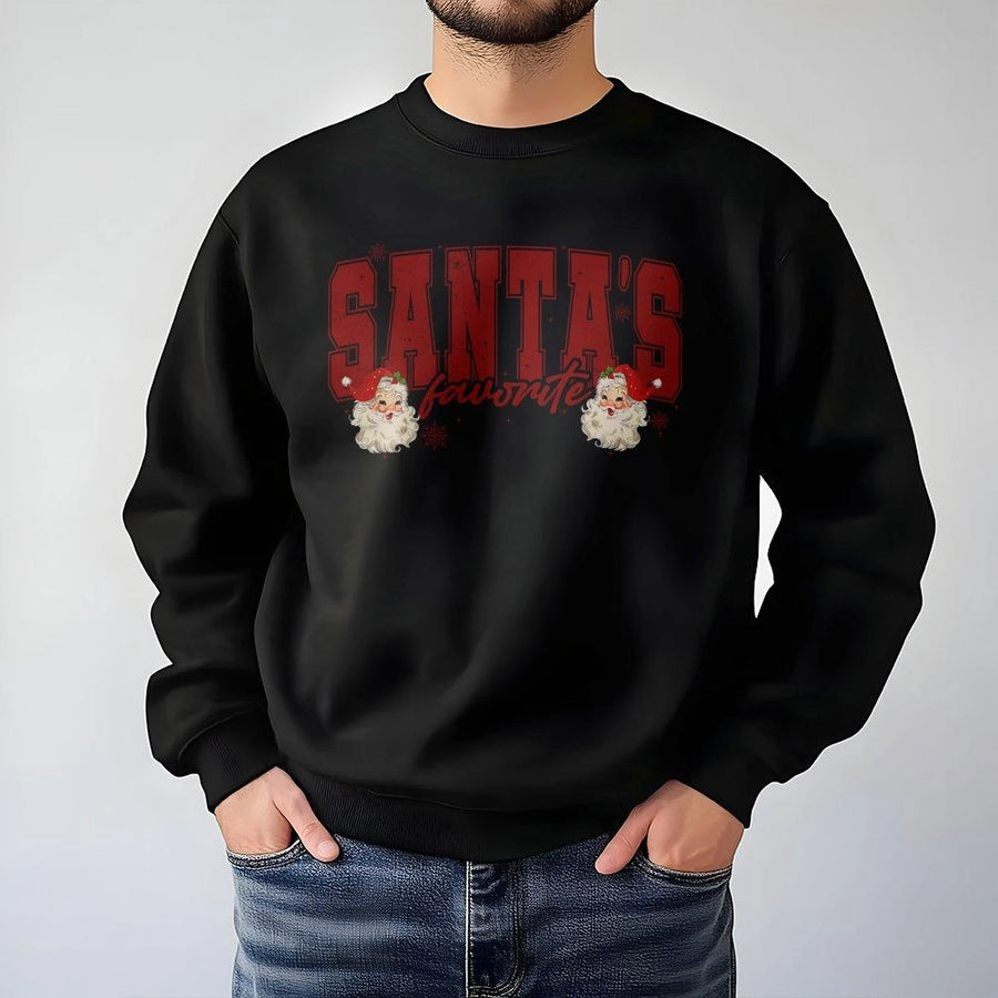 Santa's Favorite Sweatshirt | Retro Christmas Graphic Pullover | Premium Cotton Blend | Funny Holiday Gift for Women and Men