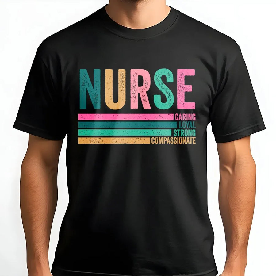 Nurse T-Shirt | Retro Colorful Graphic with Inspirational Words | Premium Cotton Blend | Gift for Nurses, RN, and Nursing Students