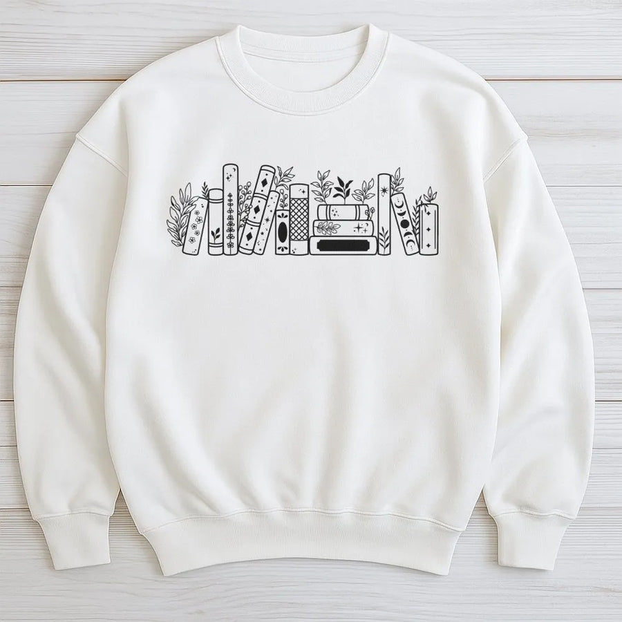 Book Lover Sweatshirt | No Such Thing As Too Many Books Quote | Premium Cotton Blend Unisex Crewneck | Cozy Reading Gift For Bibliophile Readers