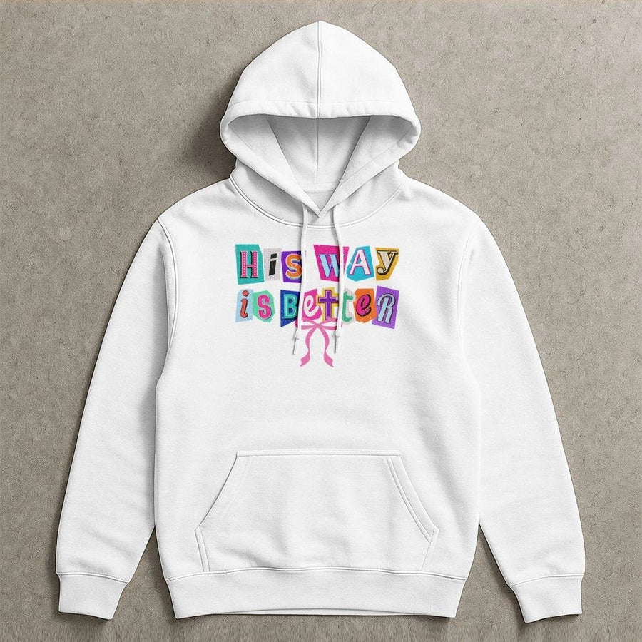 His Way Is Better Hoodie | Retro Coquette Bow Graphic Sweatshirt | Premium Cotton Blend | Christian Faith Gift for Her