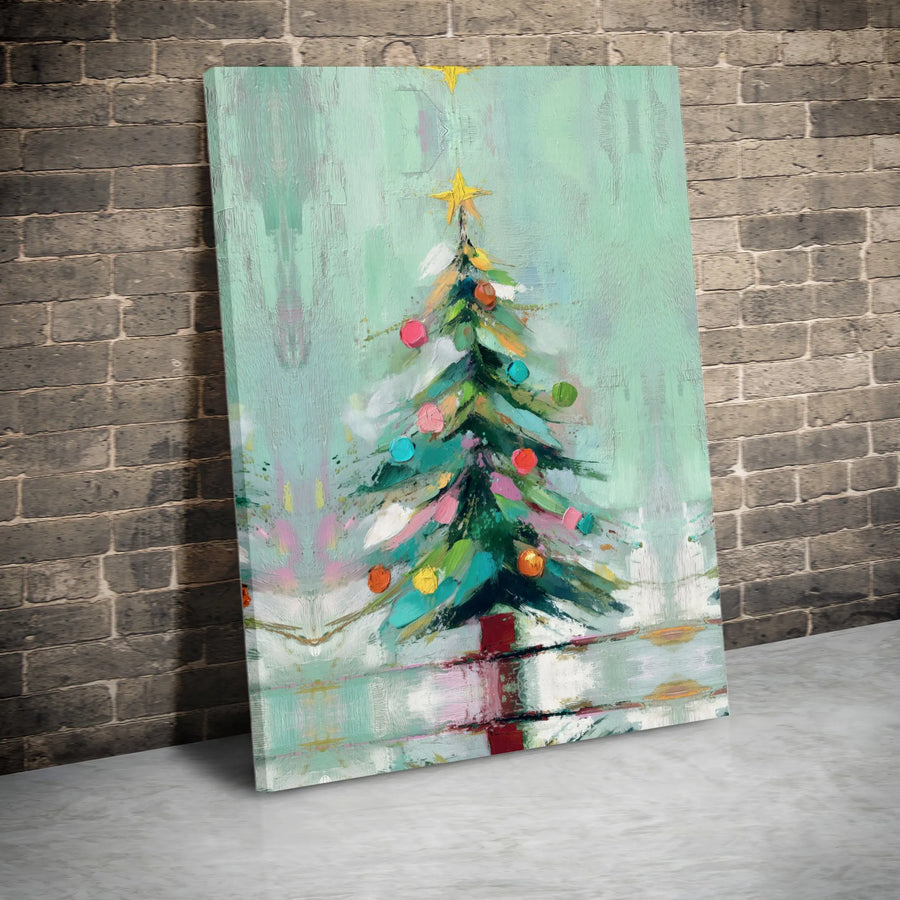 Abstract Christmas Tree Canvas Art | Painterly Holiday Wall Decor | 1.25" Premium Gallery Wrapped Print | Festive Seasonal Home Gift
