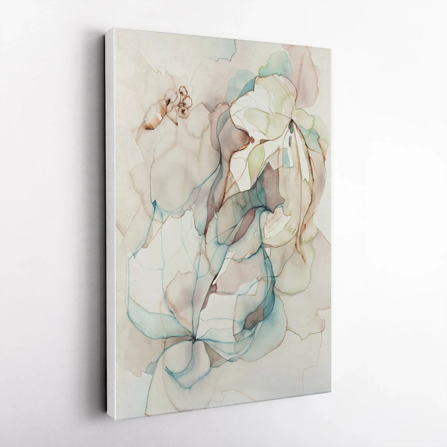Abstract Floral Vertical Canvas | Modern Watercolor Botanical Wall Art | Premium Frameless Print | Gift for Minimalist Home Decor
