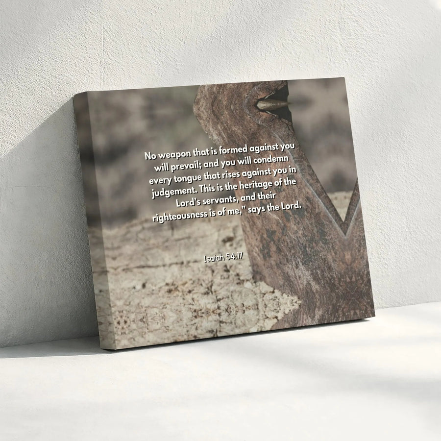 Isaiah 54:17 Canvas Wall Art | No Weapon Formed Against You Scripture | Premium Christian Home Decor | Inspirational Faith Gift