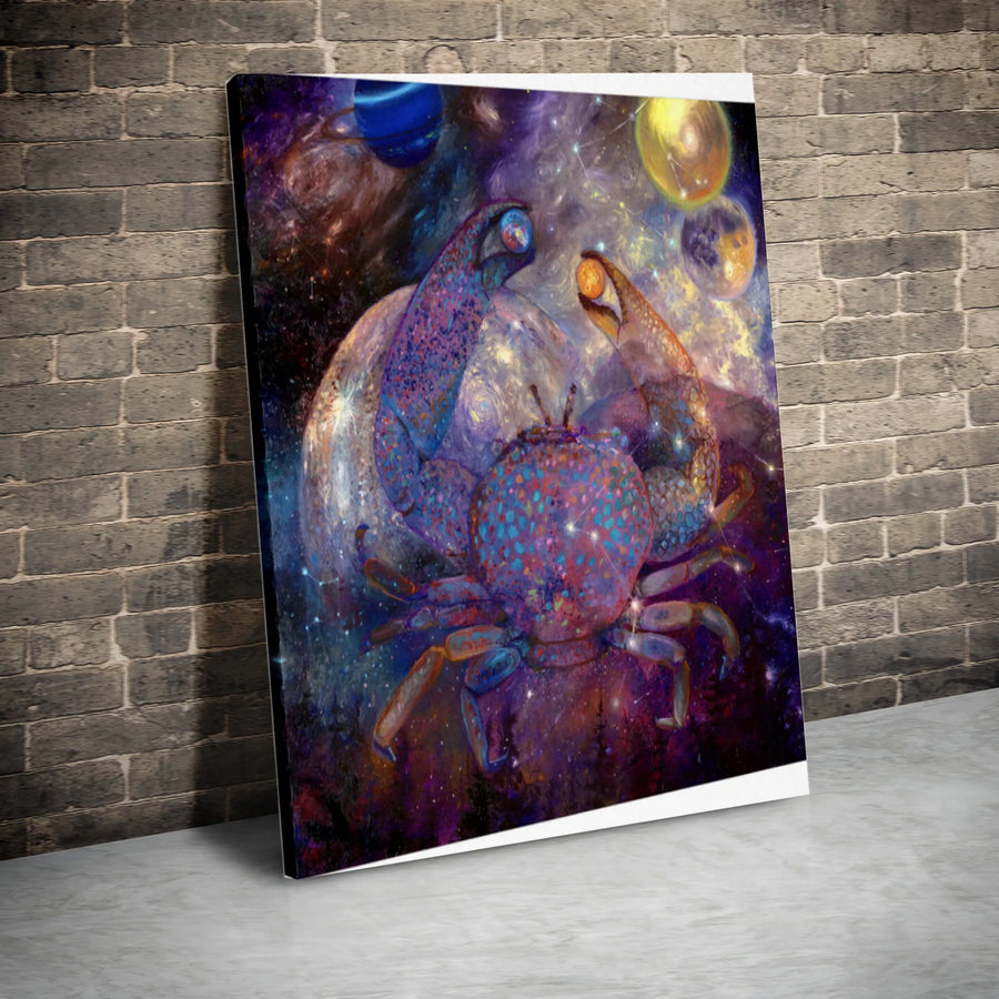 Cancer Zodiac Canvas Wall Art | Surreal Astrology & Cosmic Crab Painting | Premium High-Resolution Print | Gift for Astrology Lover & Celestial Decor