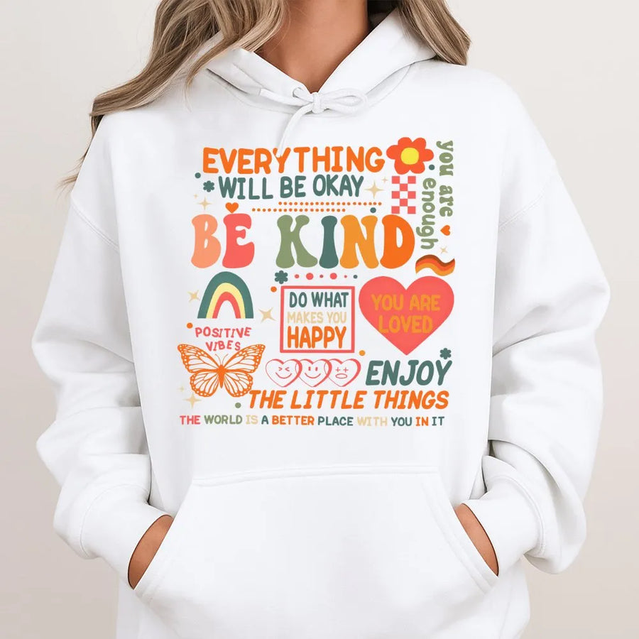 Be Kind Hoodie | Retro Mental Health Awareness Graphic | Premium Cotton Blend | Inspirational Self Love Gift For Women and Men