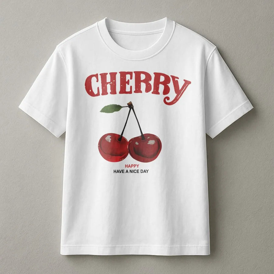 Cherry Graphic T-Shirt | Retro Fruit Aesthetic Design | 100% Cotton Premium Tee | Cute Y2K Inspired Gift for Her
