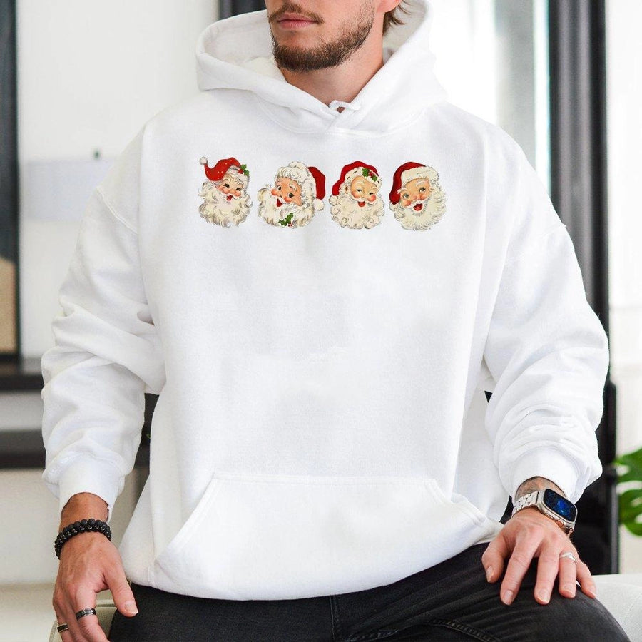 Vintage Santa Hoodie | Cheerful Retro Christmas Graphic Print | Premium Soft Cotton Blend | Holiday Gift for Men and Women