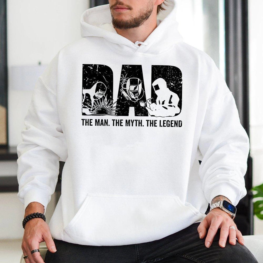 Welding Dad Hoodie | The Man The Myth The Legend Graphic | Premium Cotton Blend | Best Father's Day 2026 Gift For Welder Dads