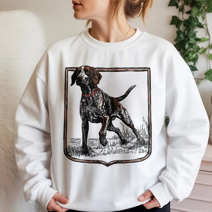 German Shorthaired Pointer Sweatshirt | Artistic Hunting Dog Portrait Graphic | Premium Cotton Blend | Unisex Gift for Dog Lovers & Hunters