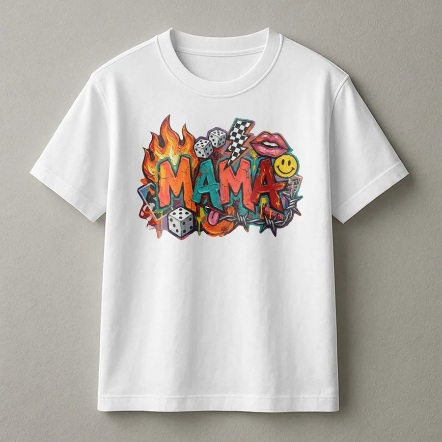 Retro Mama Graffiti T-Shirt | 90s Street Art Style Graphic | Soft Cotton Unisex Tee | Trendy Mother's Day Gift for Cool Moms