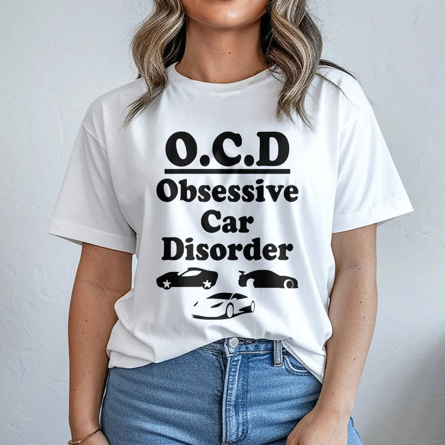 Obsessive Car Disorder T-Shirt | Funny Automotive Enthusiast Graphic Tee | Premium 100% Cotton | Gift for Car Guys, Mechanics and Racing Fans